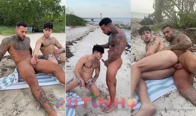 Imanol Brown & Joseph Castlian – Bareback Creampie on the Beach