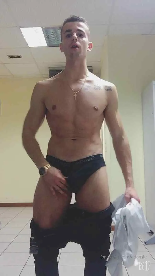 Adamfit – Stripping and showing off my hard cock