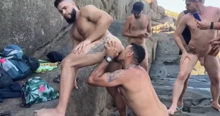 Brazilian Orgy on the nude beach with Rico Marlon